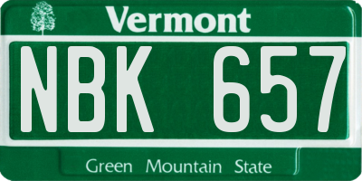 VT license plate NBK657