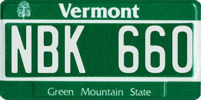VT license plate NBK660