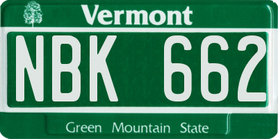 VT license plate NBK662