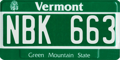 VT license plate NBK663