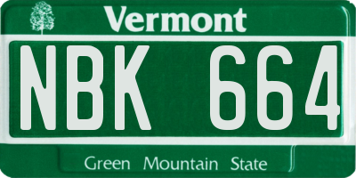 VT license plate NBK664