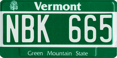 VT license plate NBK665
