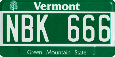 VT license plate NBK666