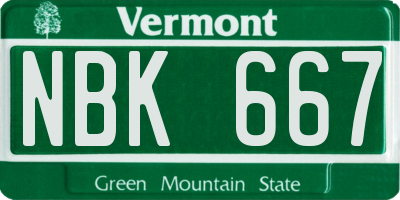 VT license plate NBK667