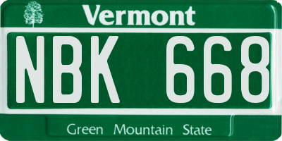 VT license plate NBK668