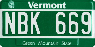 VT license plate NBK669