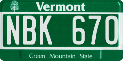 VT license plate NBK670