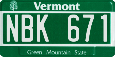 VT license plate NBK671