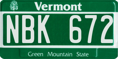 VT license plate NBK672