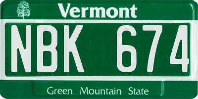 VT license plate NBK674
