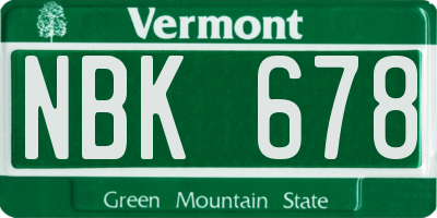 VT license plate NBK678
