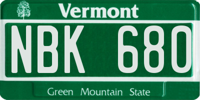VT license plate NBK680