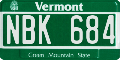 VT license plate NBK684