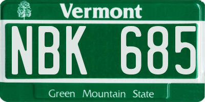 VT license plate NBK685