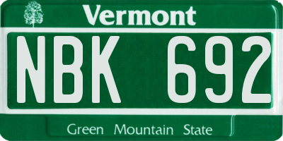 VT license plate NBK692