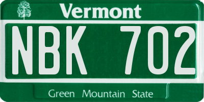 VT license plate NBK702