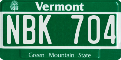 VT license plate NBK704