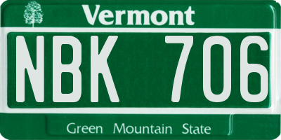 VT license plate NBK706