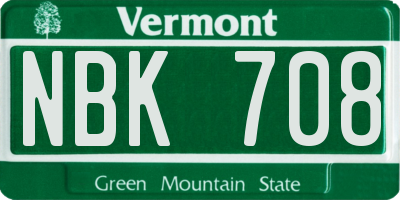 VT license plate NBK708
