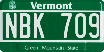 VT license plate NBK709