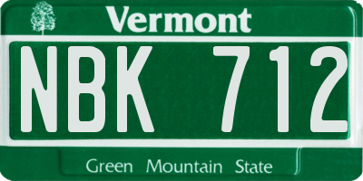 VT license plate NBK712