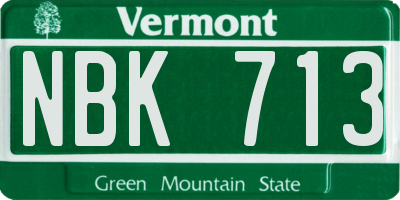 VT license plate NBK713