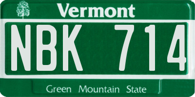 VT license plate NBK714