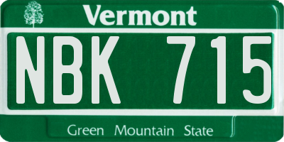 VT license plate NBK715