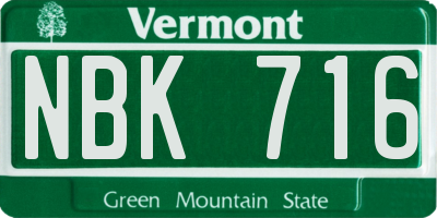 VT license plate NBK716