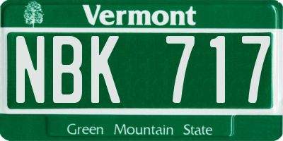 VT license plate NBK717