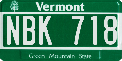 VT license plate NBK718