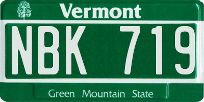 VT license plate NBK719
