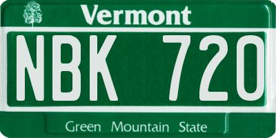 VT license plate NBK720