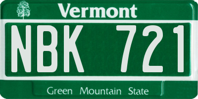 VT license plate NBK721