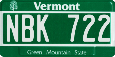 VT license plate NBK722