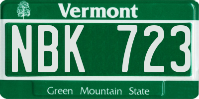 VT license plate NBK723