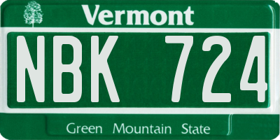 VT license plate NBK724