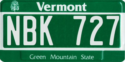 VT license plate NBK727
