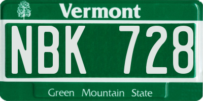 VT license plate NBK728