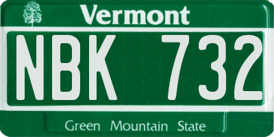 VT license plate NBK732