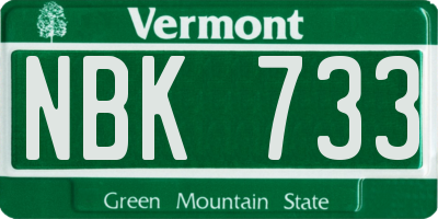 VT license plate NBK733