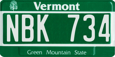 VT license plate NBK734