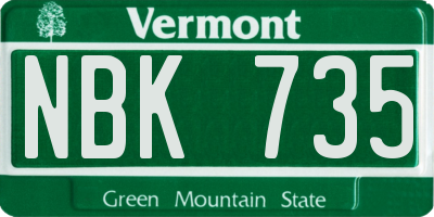 VT license plate NBK735