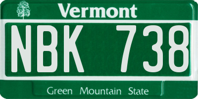 VT license plate NBK738