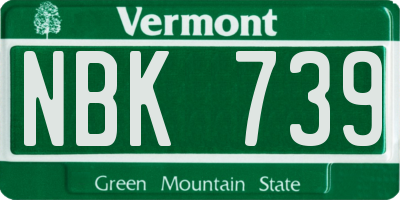 VT license plate NBK739