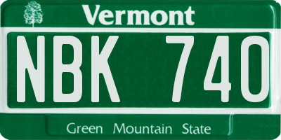 VT license plate NBK740