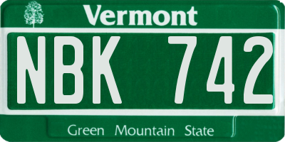 VT license plate NBK742