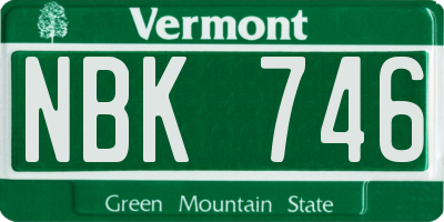 VT license plate NBK746