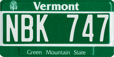 VT license plate NBK747