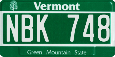 VT license plate NBK748